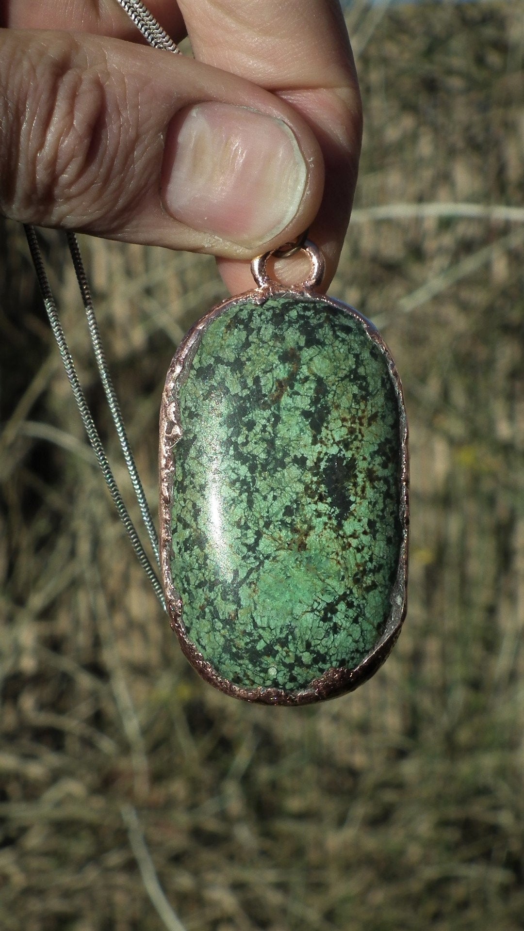 Turquoise necklace // Electroformed Copper // Turquoise jewelry // Free Copper Chain!