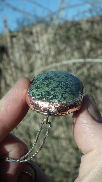 Turquoise necklace // Electroformed Copper // Turquoise jewelry // Free Copper Chain!