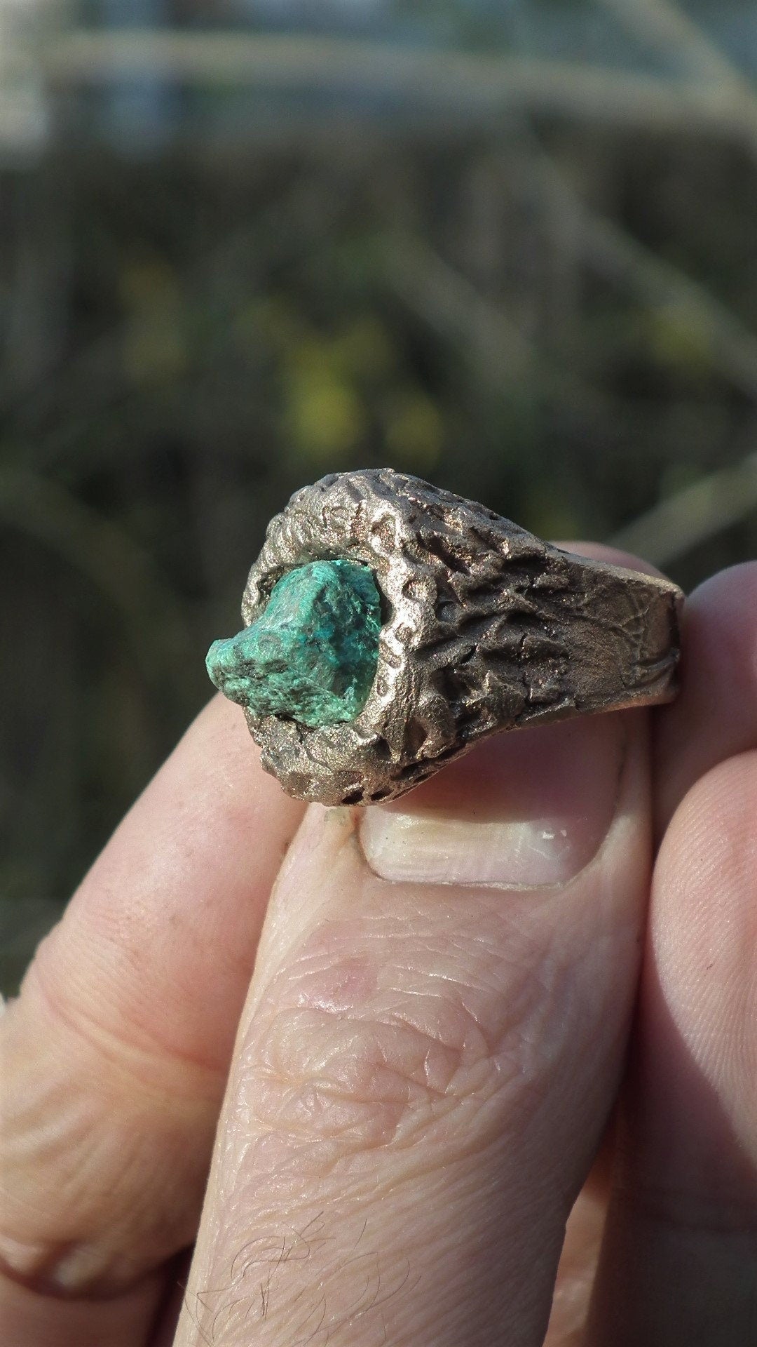 Handmade bronze Turquoise ring / Raw turquoise