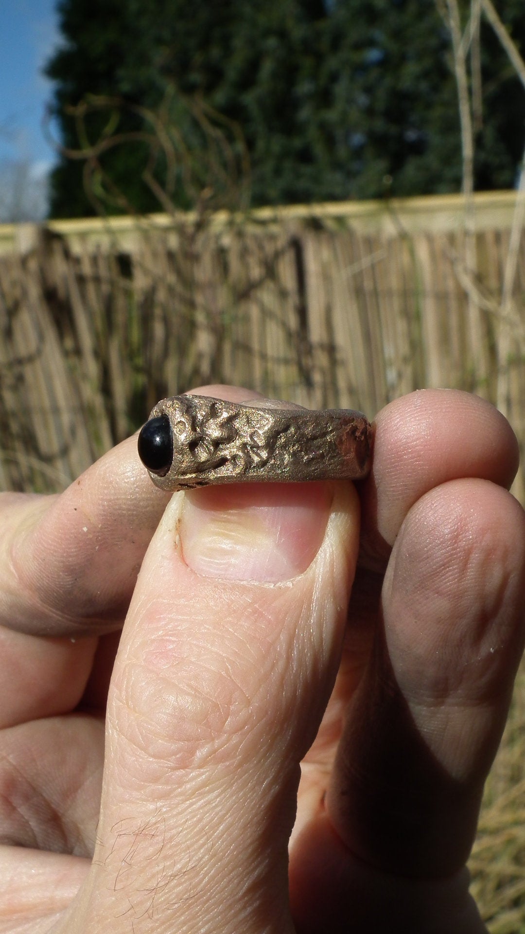 Handmade bronze smokey quartz ring