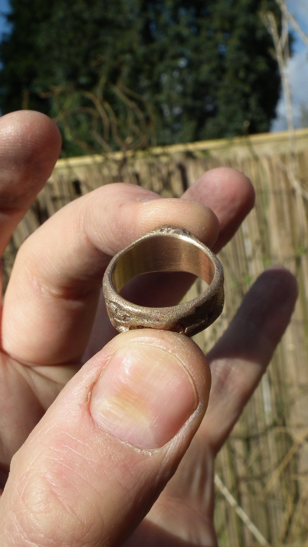 Handmade bronze smokey quartz ring