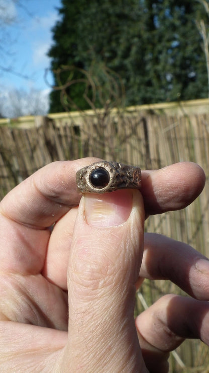 Handmade bronze smokey quartz ring