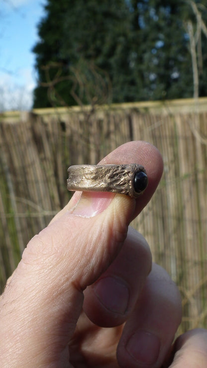 Handmade bronze smokey quartz ring