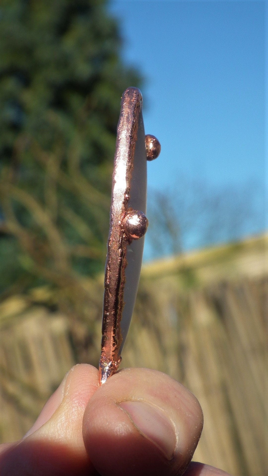 Lavender quartz pendant Electroformed Copper // Free Copper chain