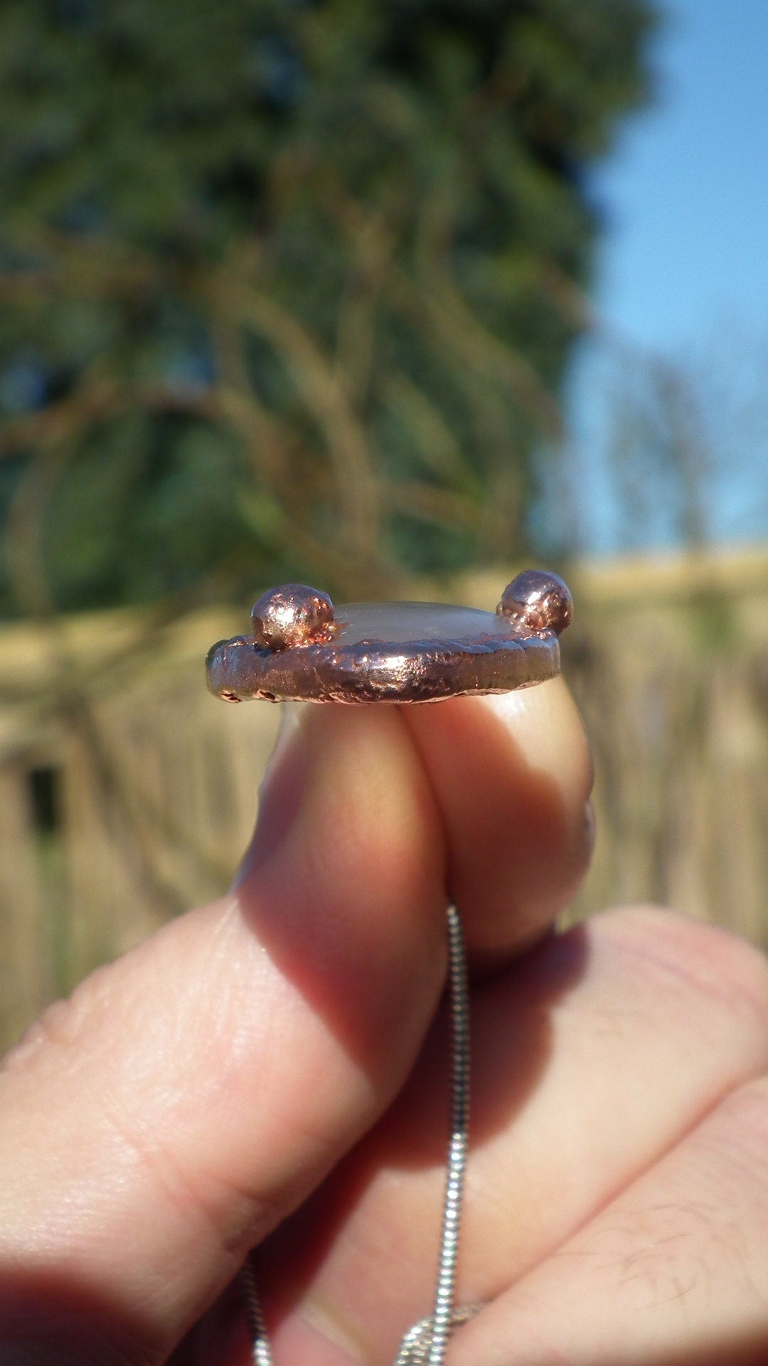 Lavender quartz pendant Electroformed Copper // Free Copper chain