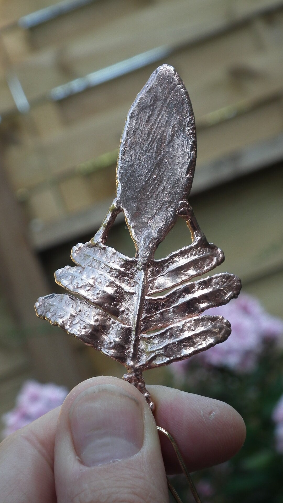 Electroformed Copper Fern pendant with Tigereye // Free copper chain