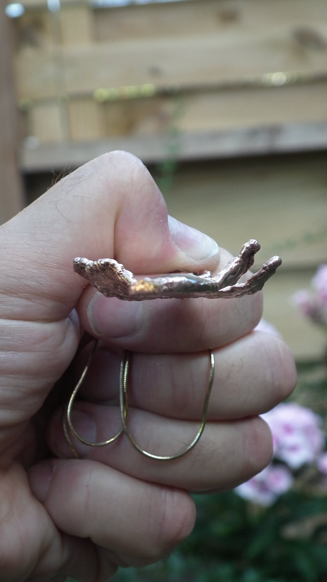 Electroformed Copper Fern pendant with Tigereye // Free copper chain