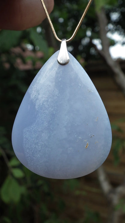 Blue Lace Agate necklace with sterling silver bail