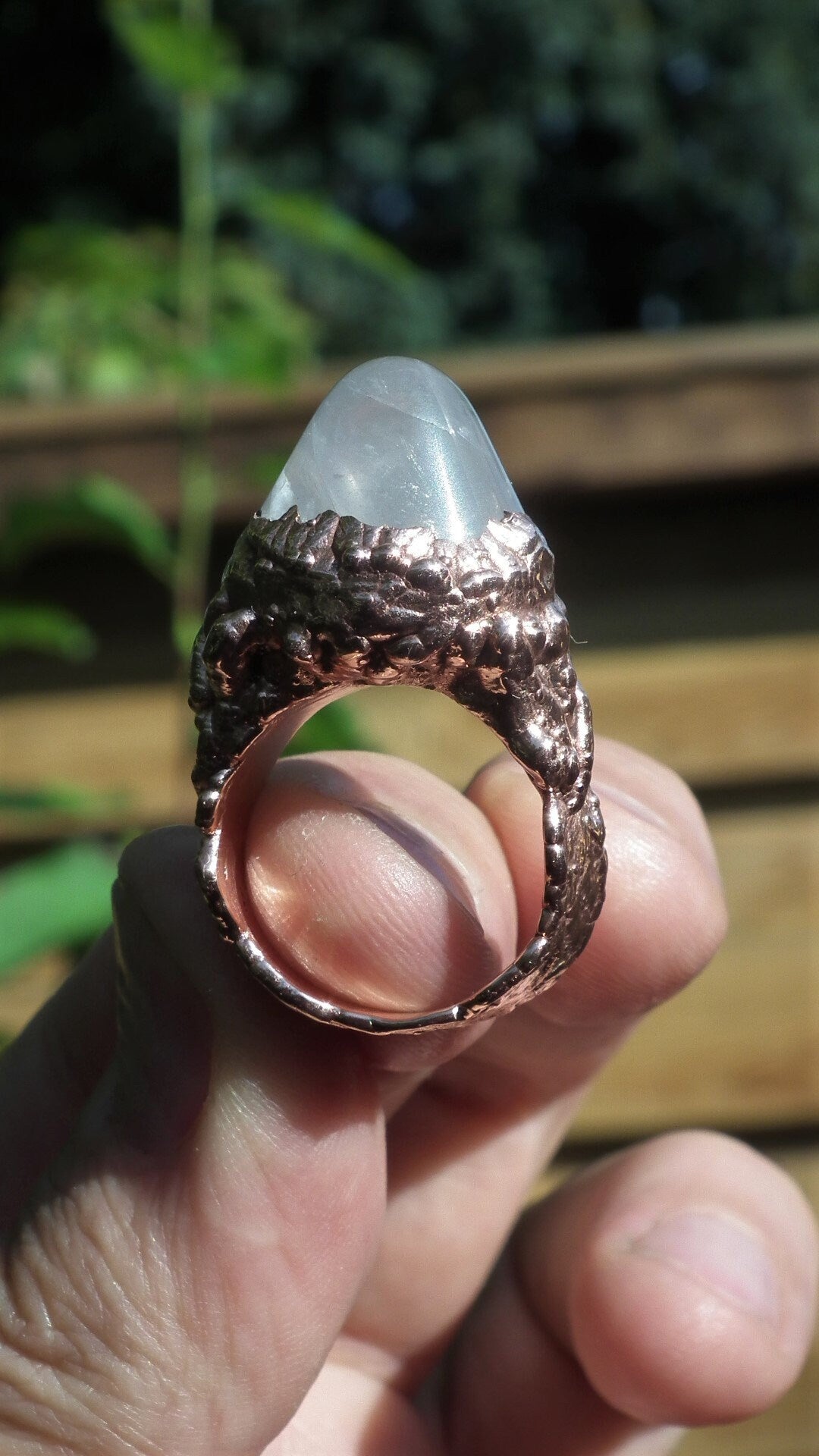 Rose quartz ring / Electroformed copper