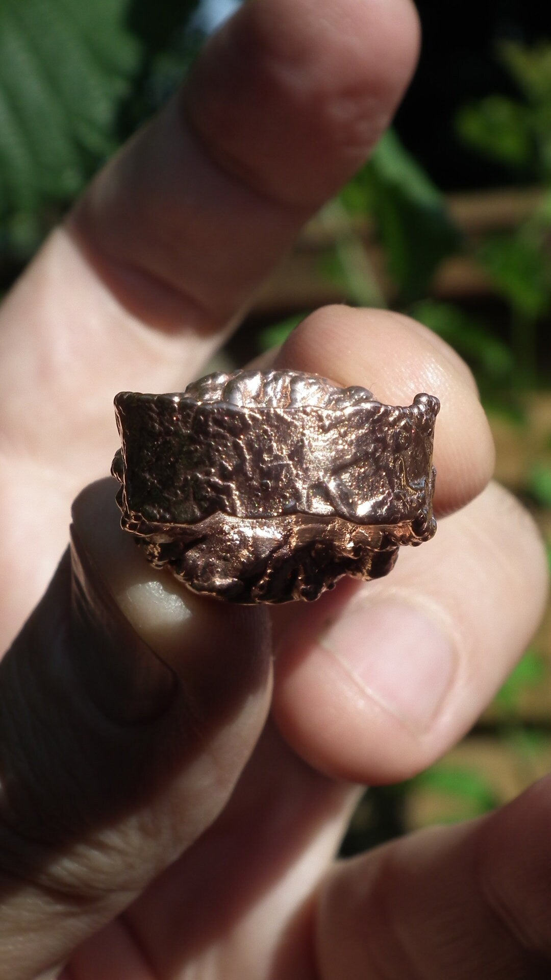 Rose quartz ring / Electroformed copper