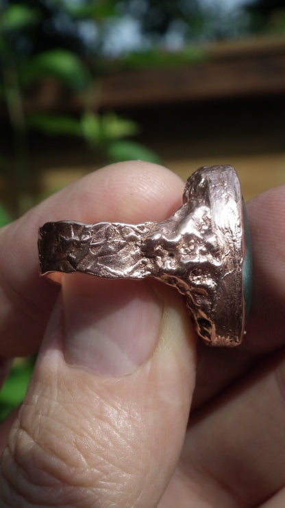 jade ring / nephrite jade / Electroformed copper