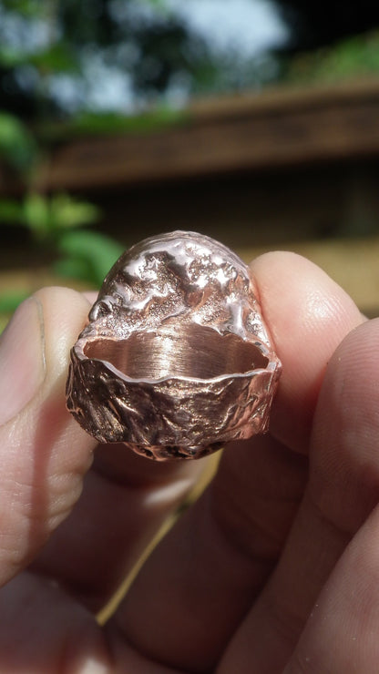 jade ring / nephrite jade / Electroformed copper