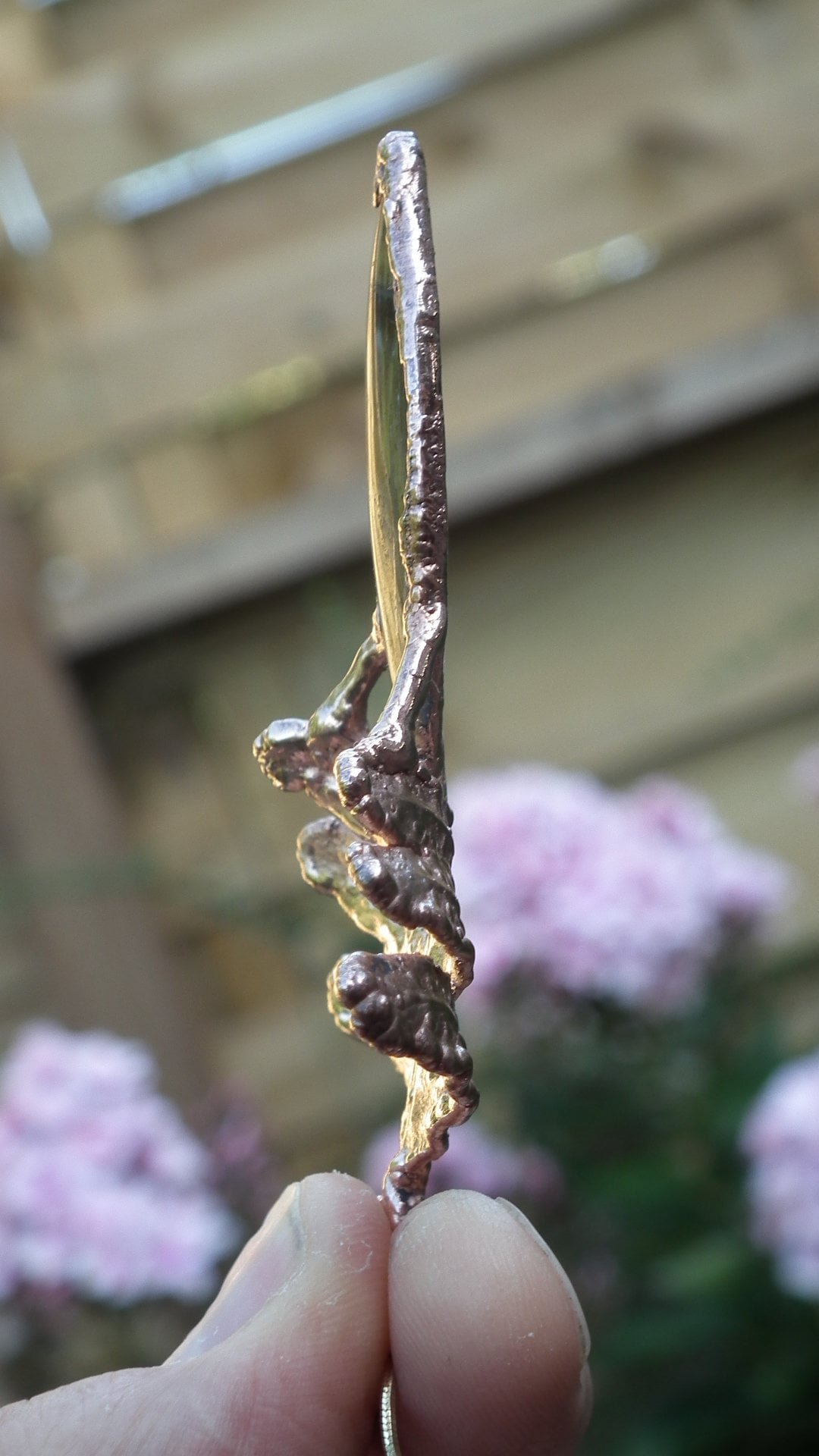 Electroformed Copper Fern pendant with Tigereye // Free copper chain