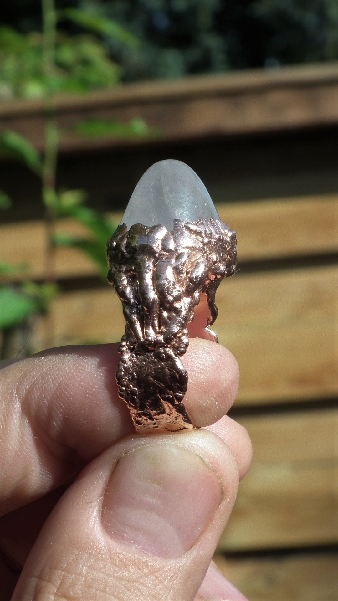 Rose quartz ring / Electroformed copper