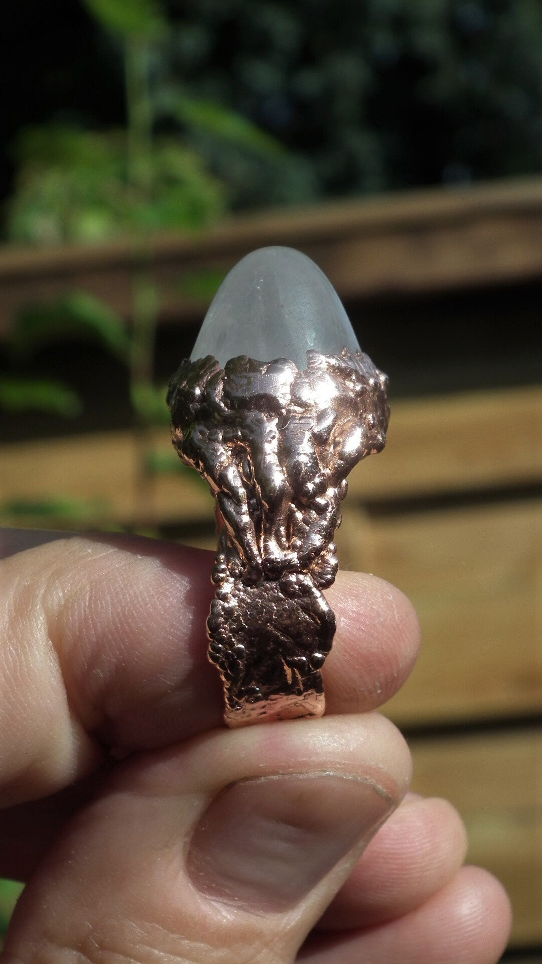 Rose quartz ring / Electroformed copper