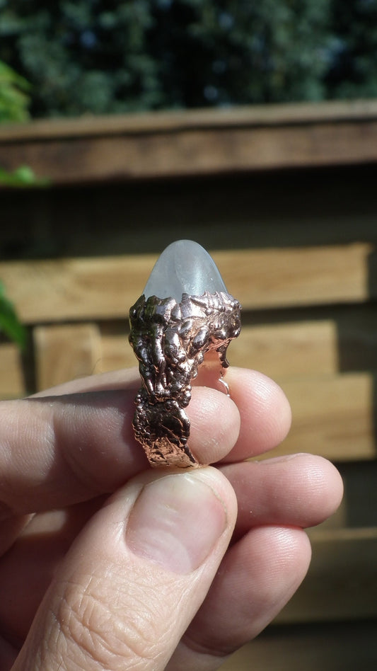 Rose quartz ring / Electroformed copper