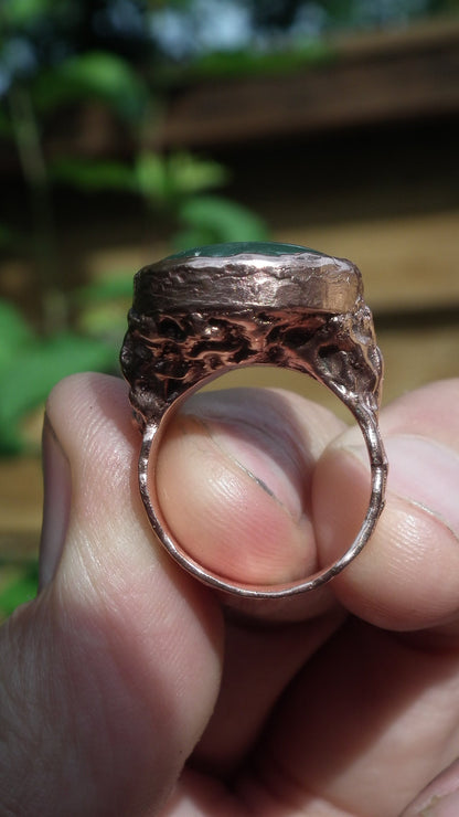 jade ring / nephrite jade / Electroformed copper