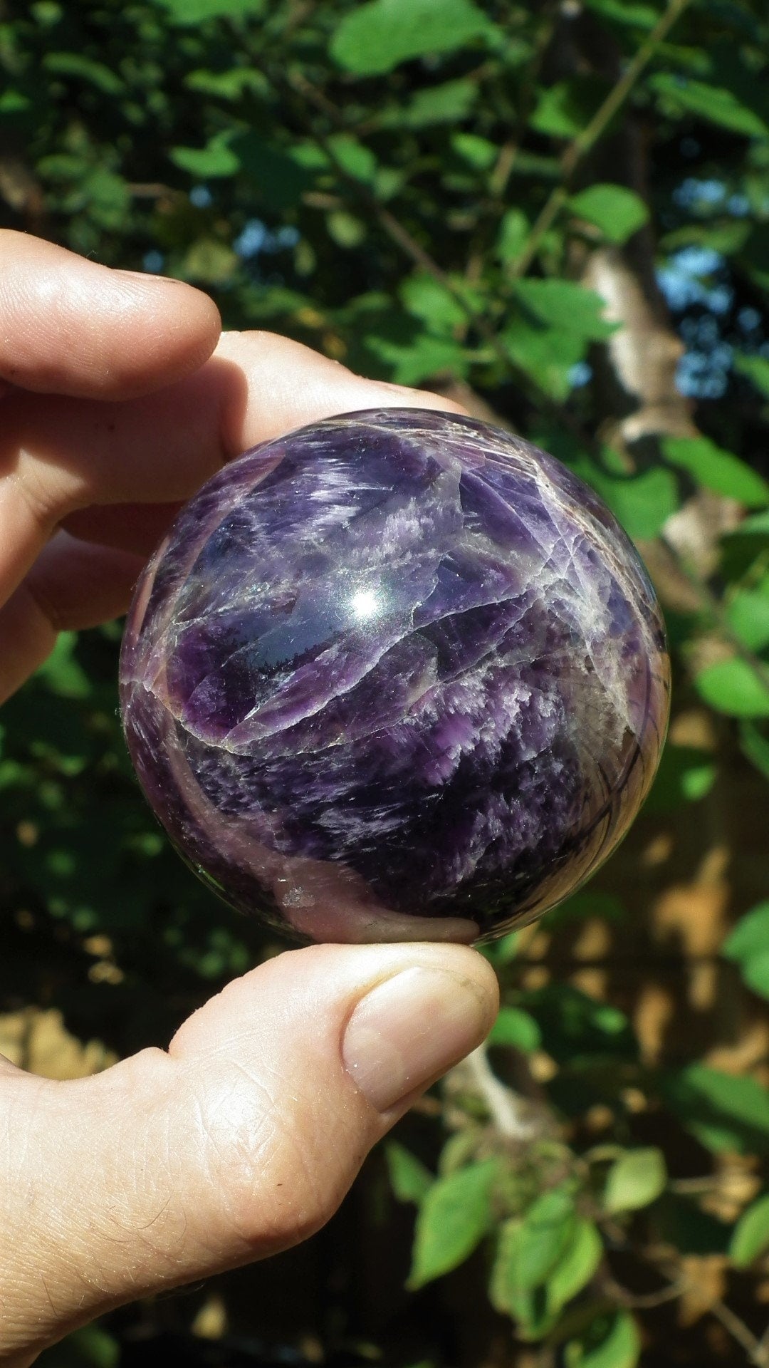 62mm Chevron amethyst sphere