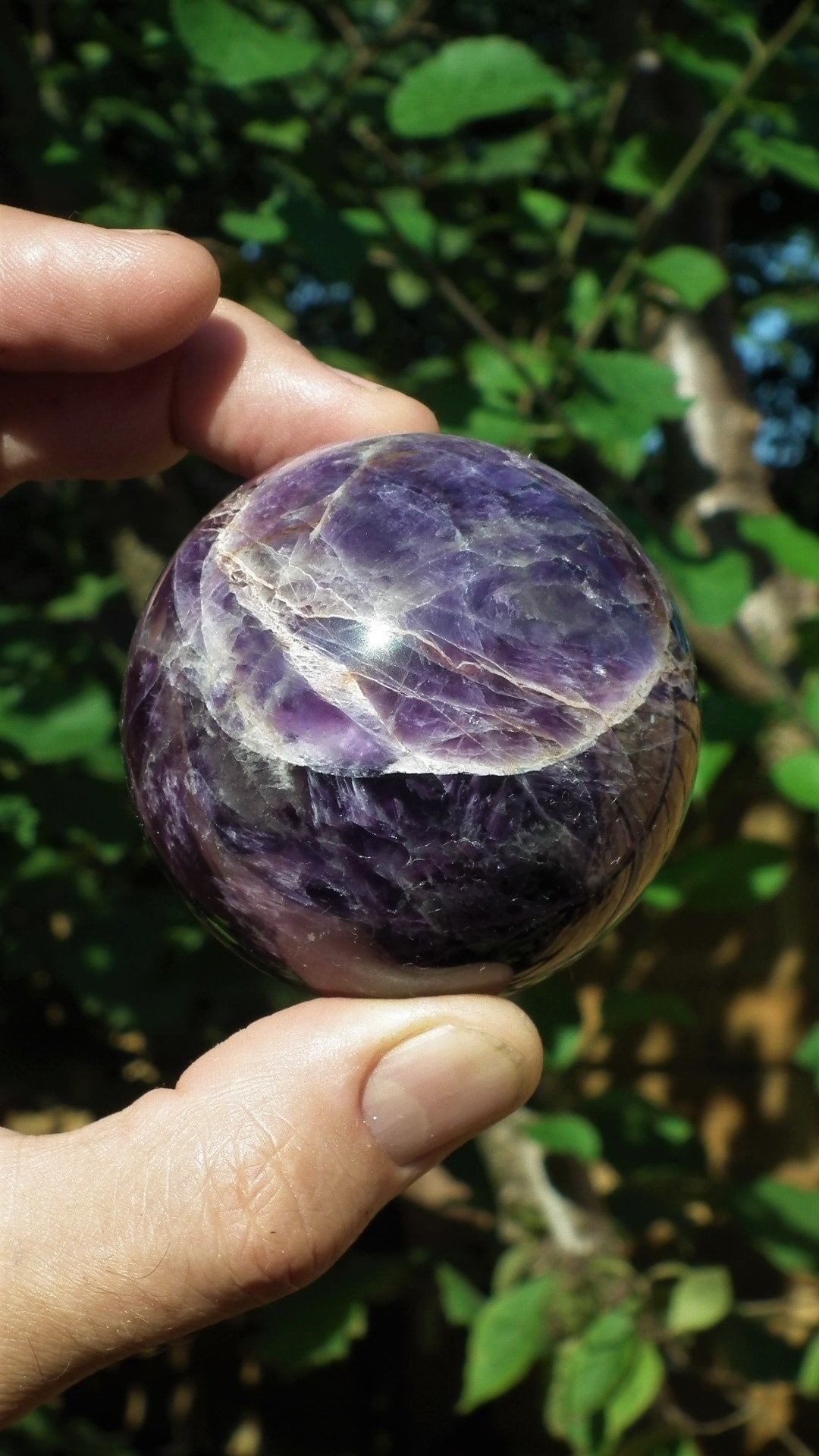 62mm Chevron amethyst sphere