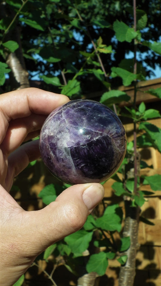 62mm Chevron amethyst sphere