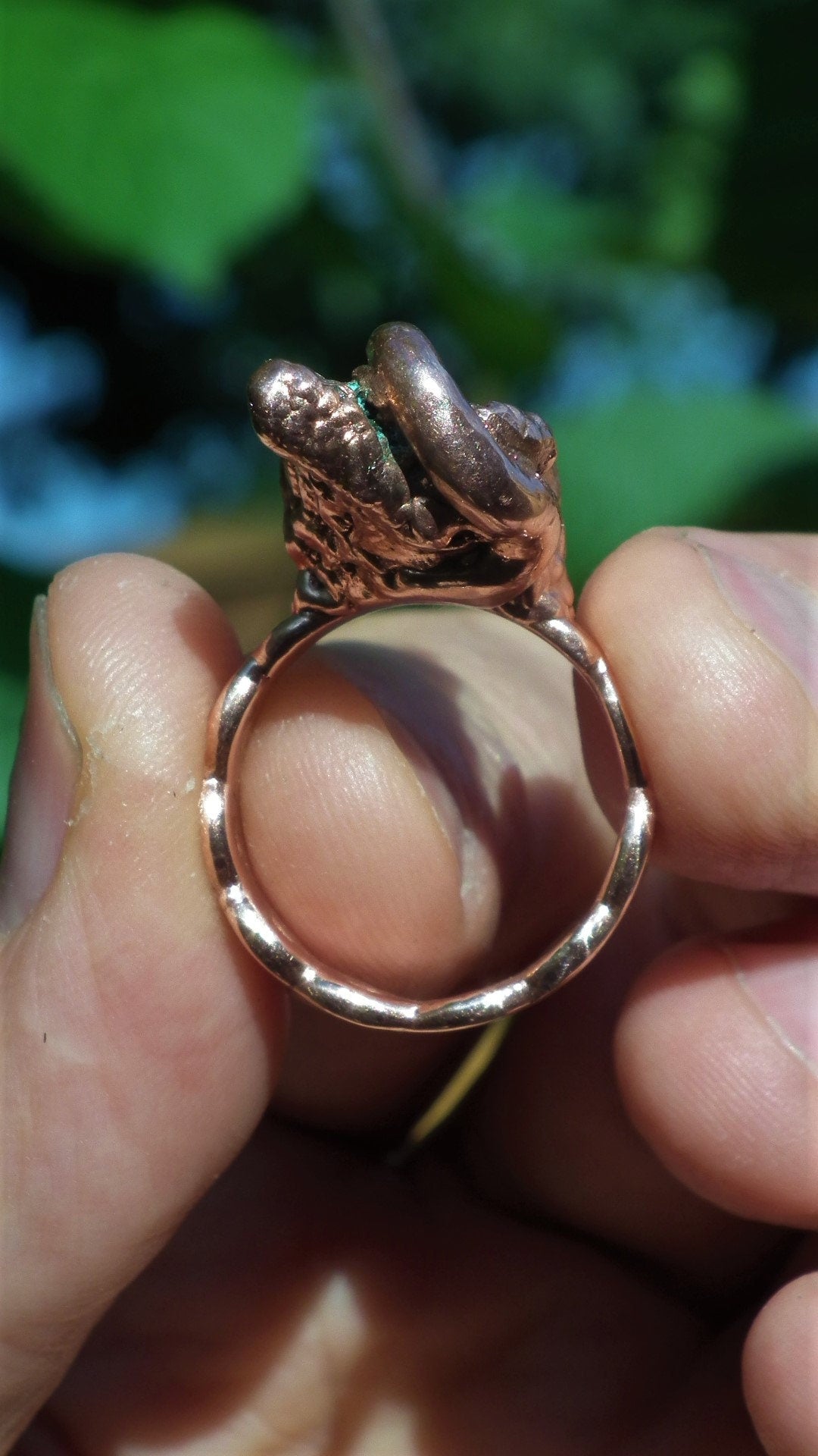Black tourmaline ring / Electroformed copper