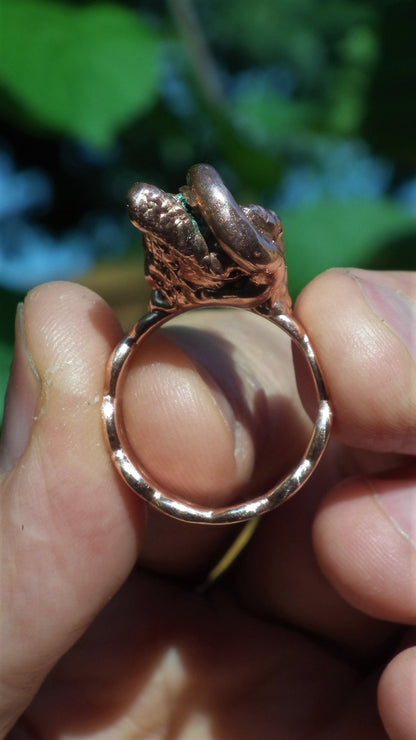 Black tourmaline ring / Electroformed copper