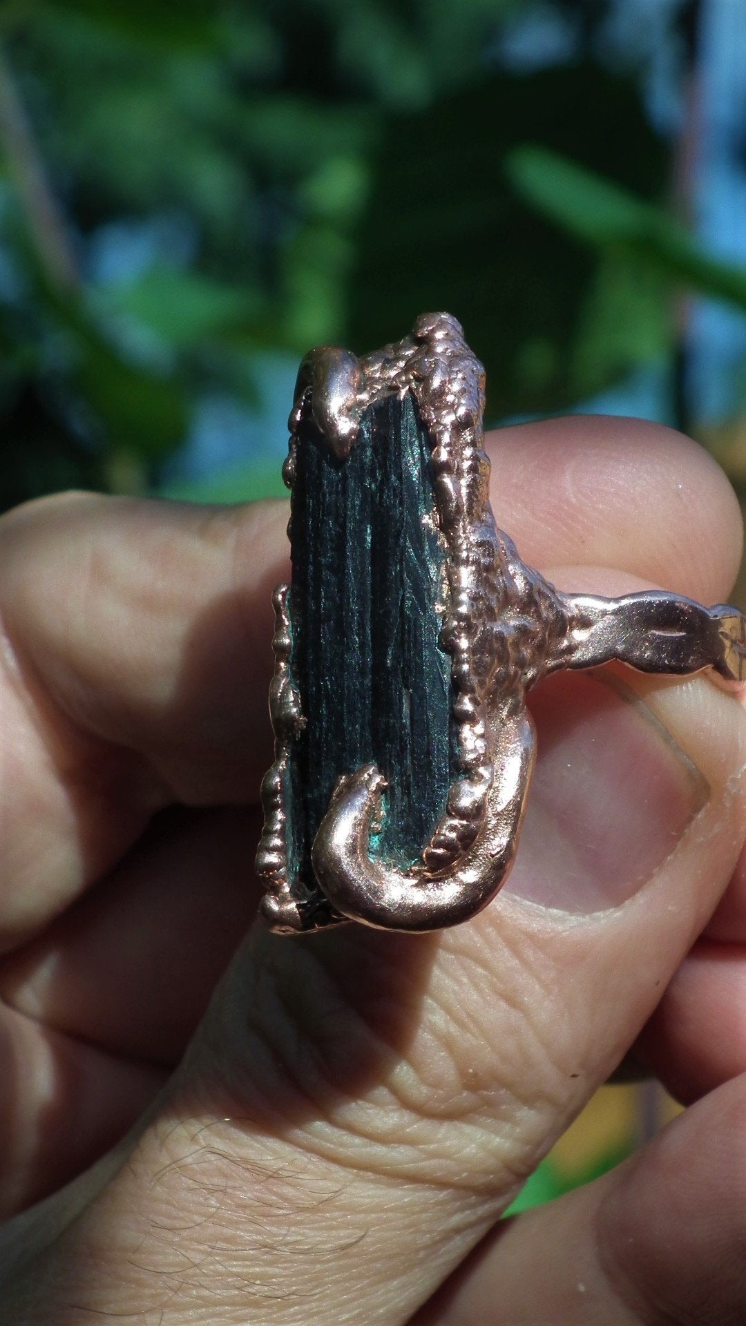 Black tourmaline ring / Electroformed copper