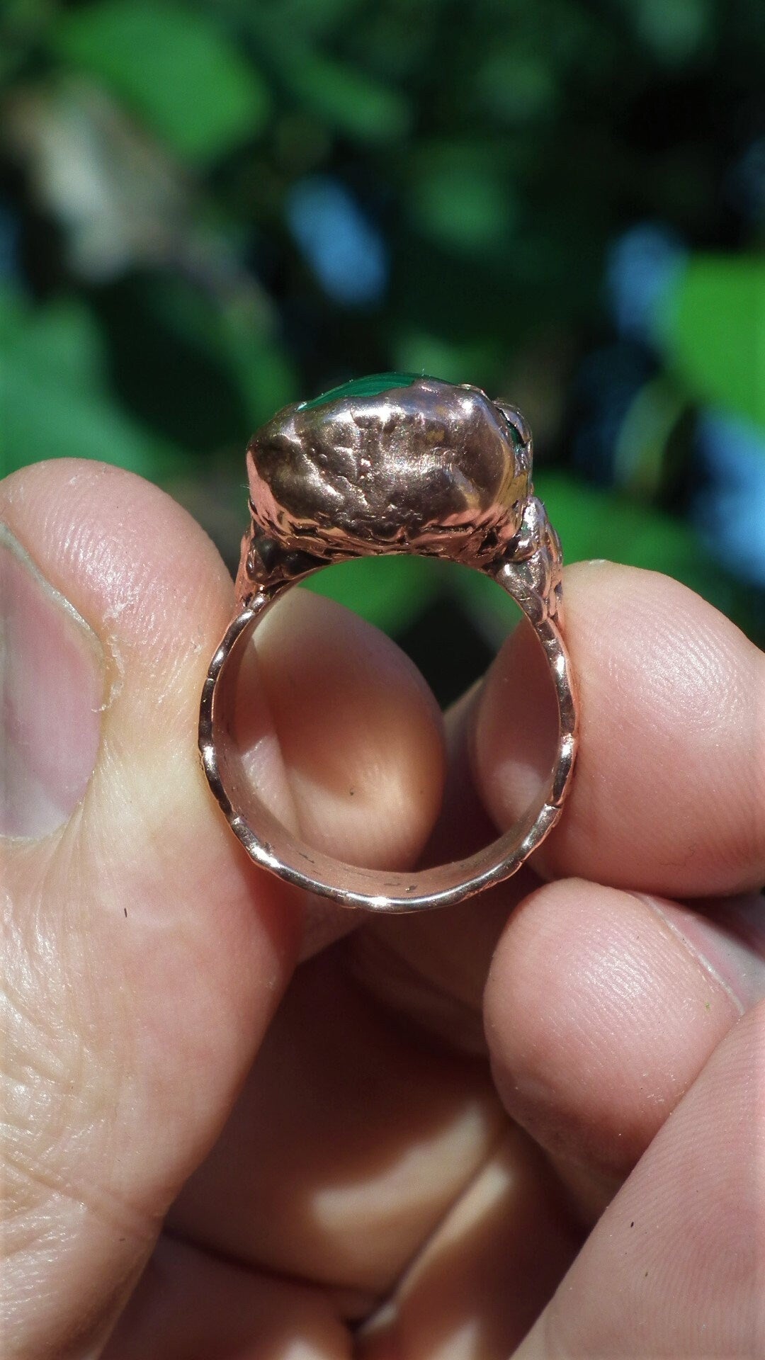 Malachite ring // Electroformed copper