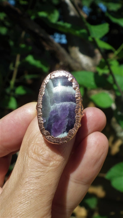Electroformed copper // Chevron amethyst ring // Dogtheeth amethyst jewelry