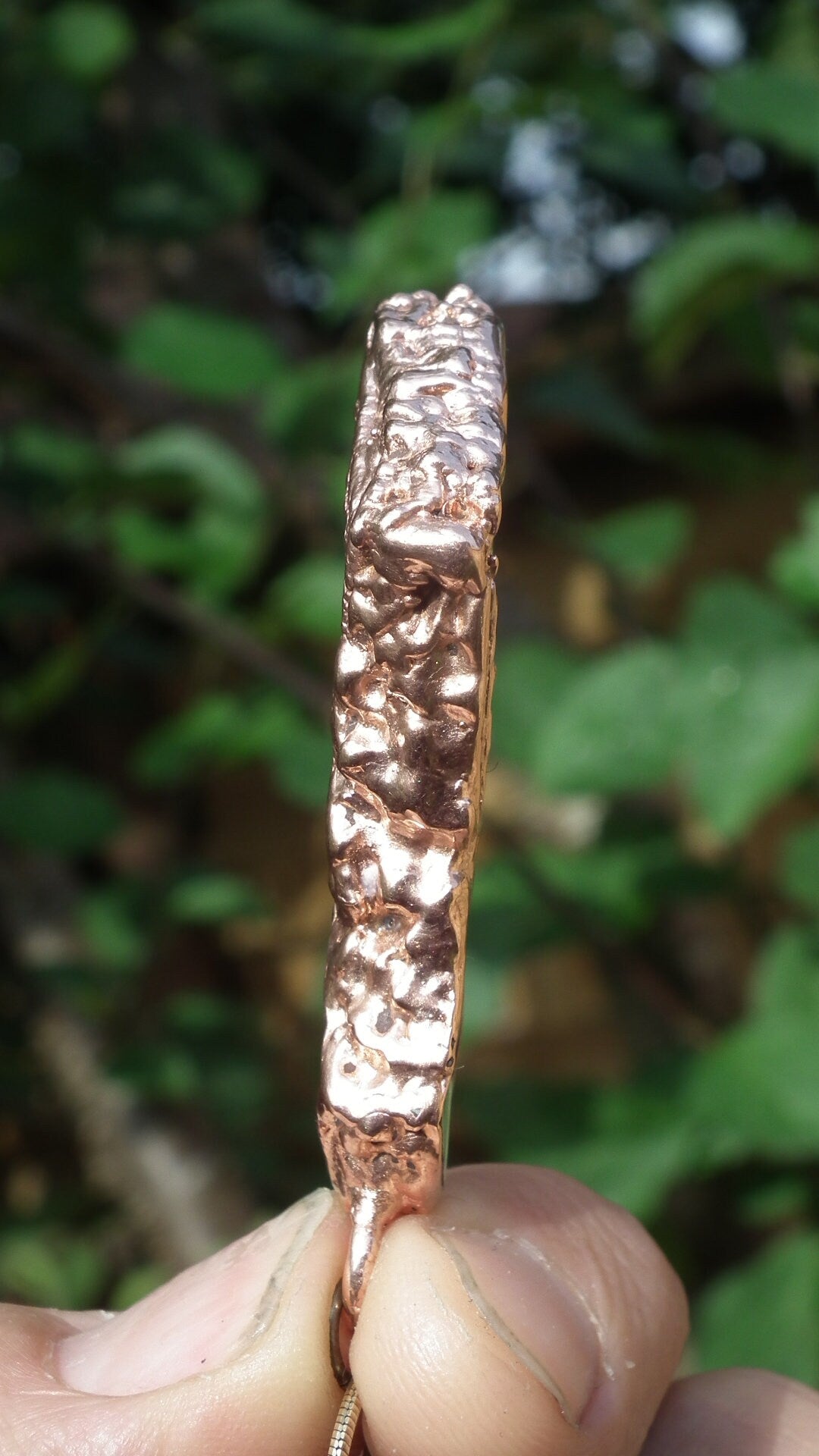 Raw Honey Calcite pendant / Red copper / Electroformed copper / Free Copper snake chain