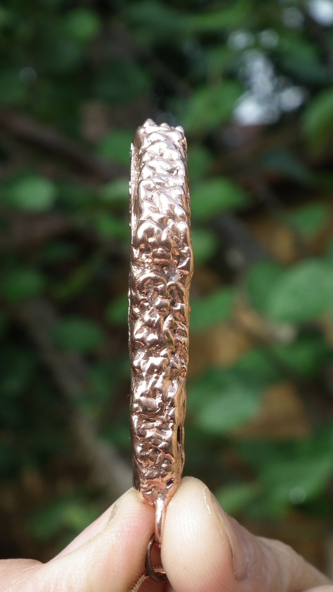 Raw Honey Calcite pendant / Red copper / Electroformed copper / Free Copper snake chain