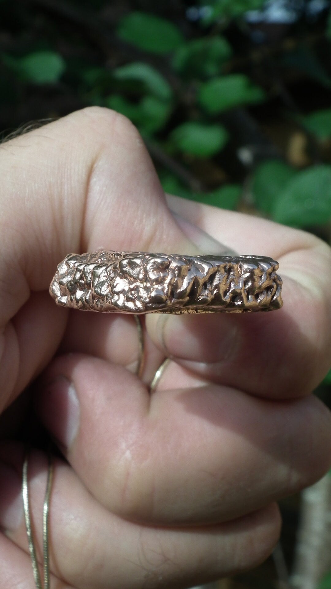 Raw Honey Calcite pendant / Red copper / Electroformed copper / Free Copper snake chain