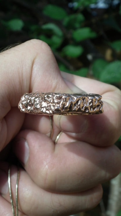 Raw Honey Calcite pendant / Red copper / Electroformed copper / Free Copper snake chain