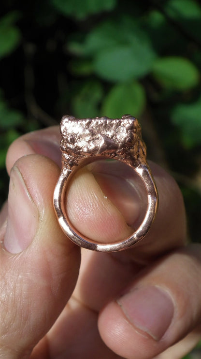 Blue opal ring / Electroformed copper / Opal ring for women