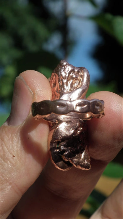 Black tourmaline ring / Electroformed copper