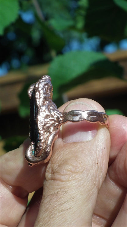 Black tourmaline ring / Electroformed copper