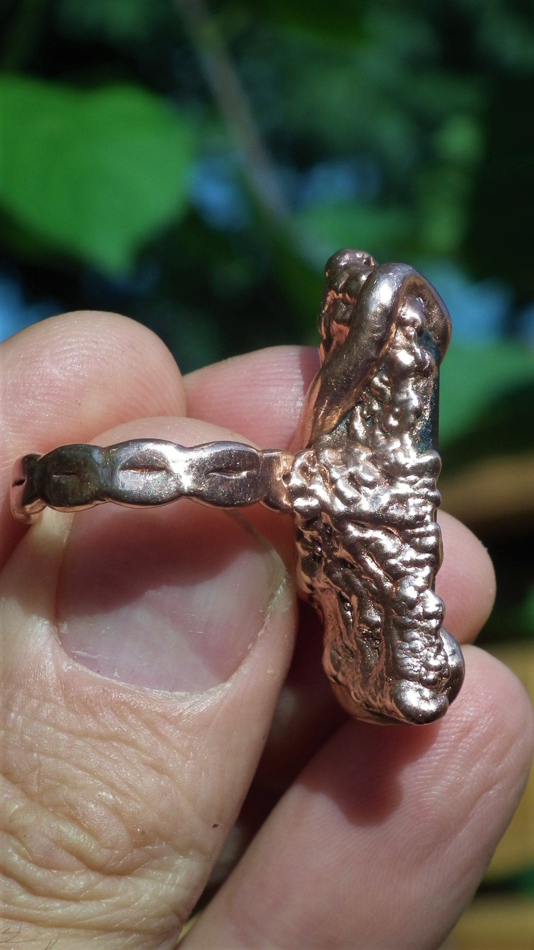 Black tourmaline ring / Electroformed copper