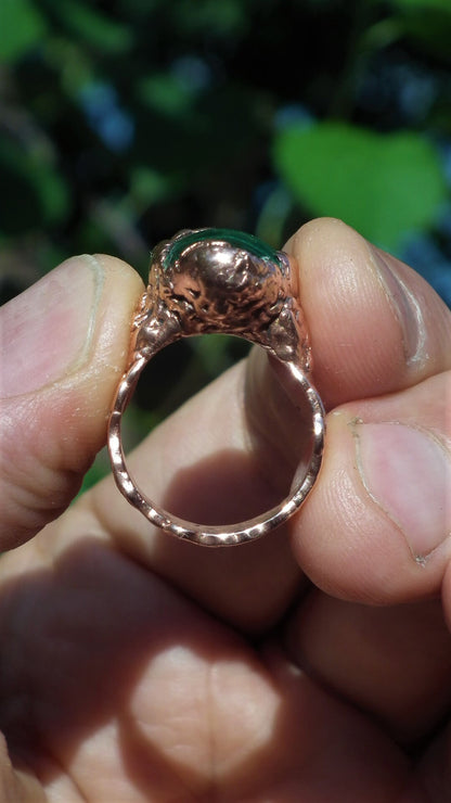 Malachite ring // Electroformed copper