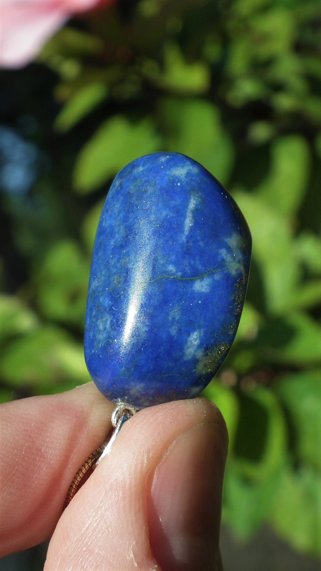 lapis lazuli necklace with sterling Silver bail