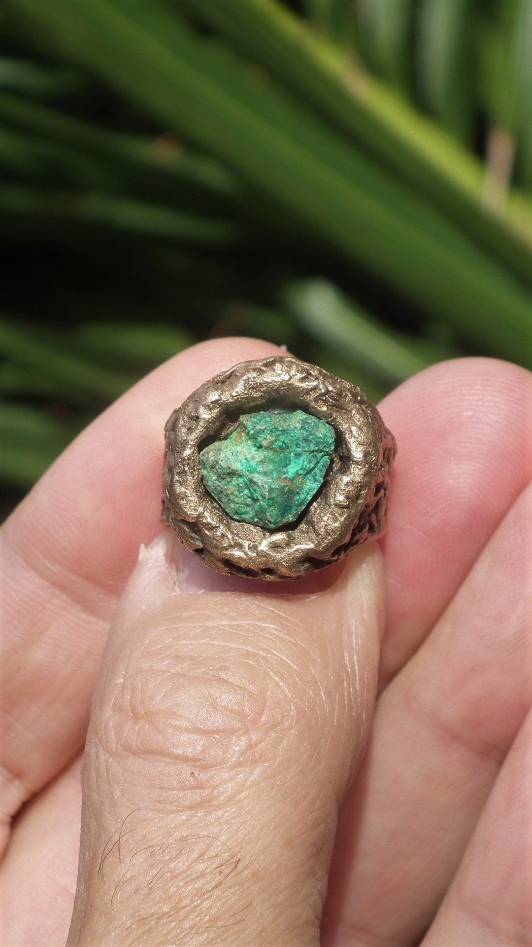 Handmade bronze Turquoise ring / Raw turquoise