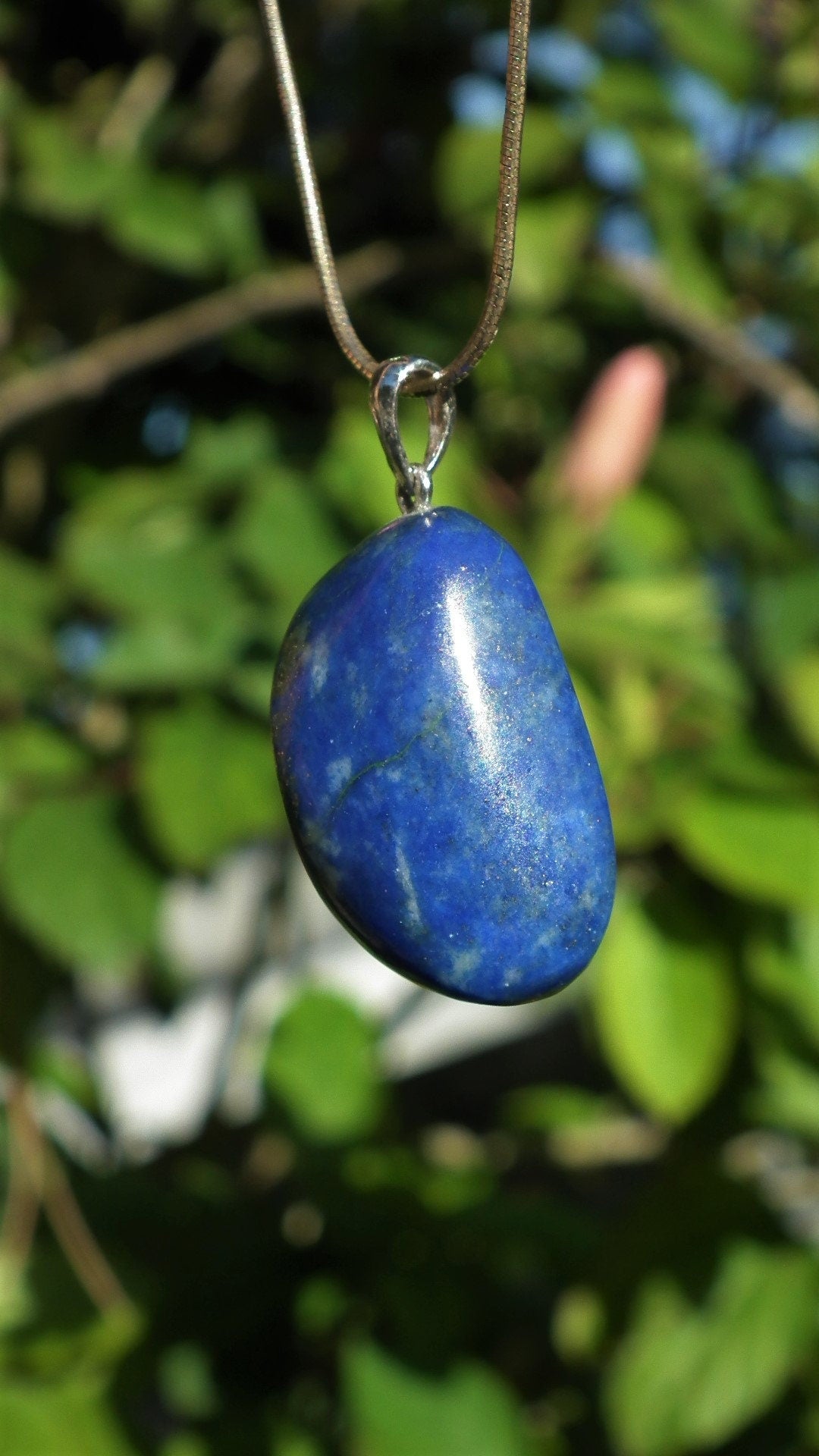 lapis lazuli necklace with sterling Silver bail