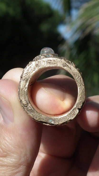 Bronze rainbow moonstone ring