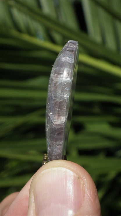 Fluorite pendant with bronze bail