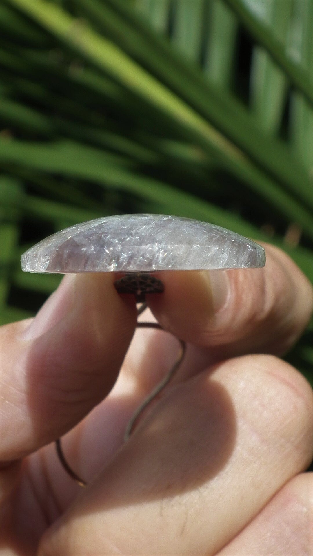 Fluorite pendant with bronze bail