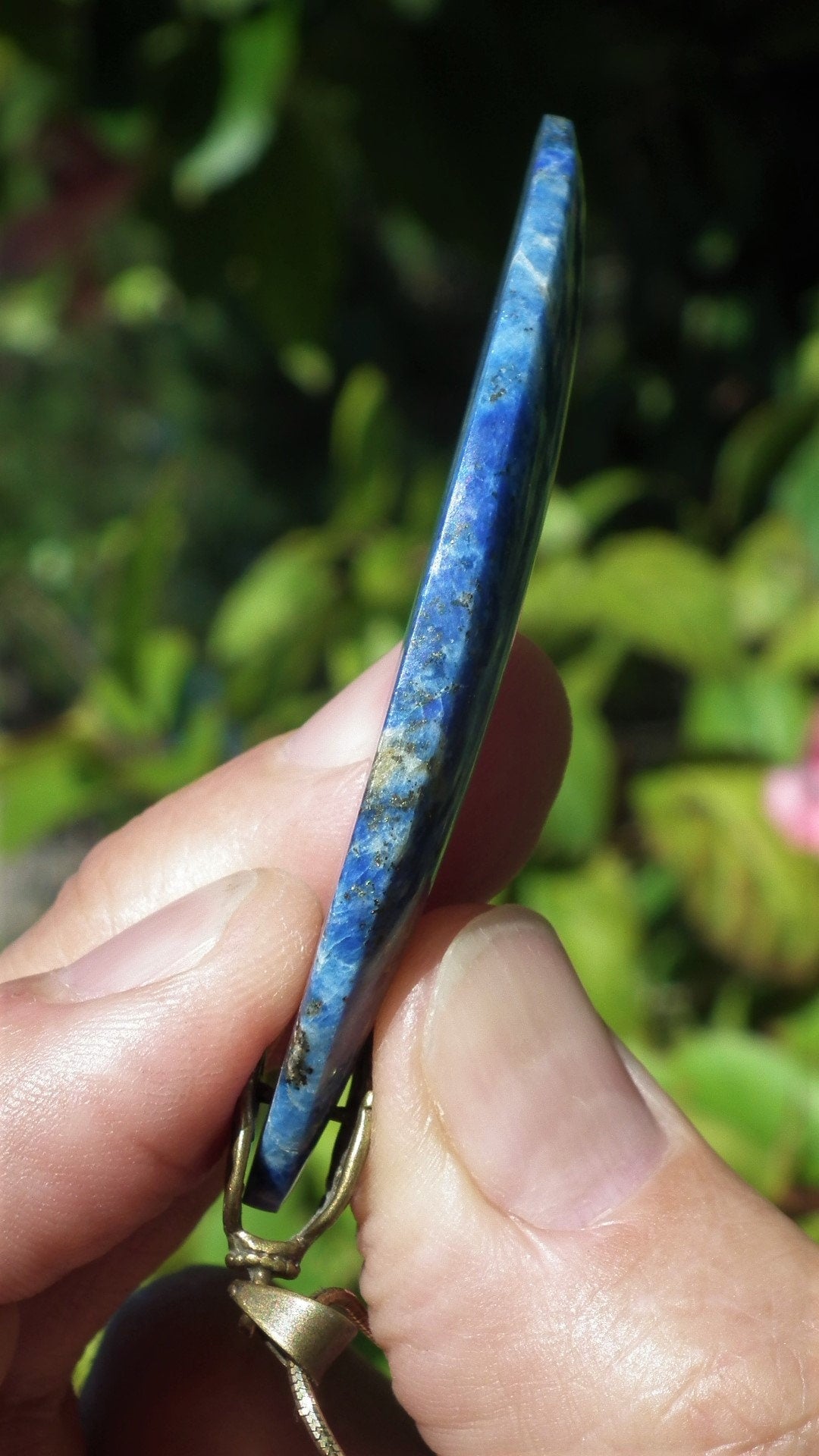 Lapis lazuli Necklace Moon with bronze bail