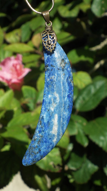 Lapis lazuli Necklace Moon with bronze bail