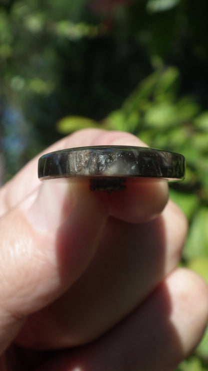 Feather Agate pendant with bronze bail