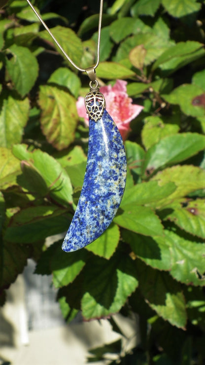 Lapis lazuli Necklace Moon with bronze bail
