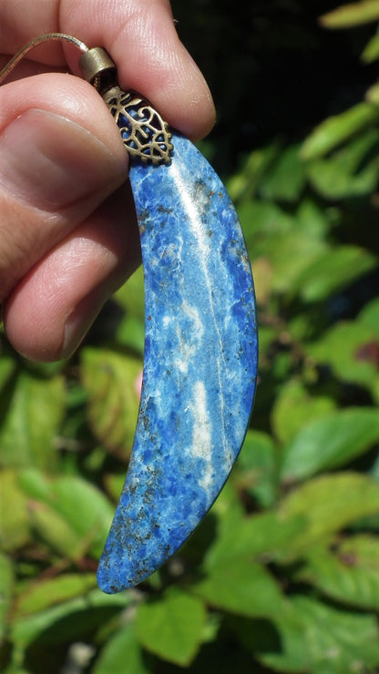 Lapis lazuli Necklace Moon with bronze bail