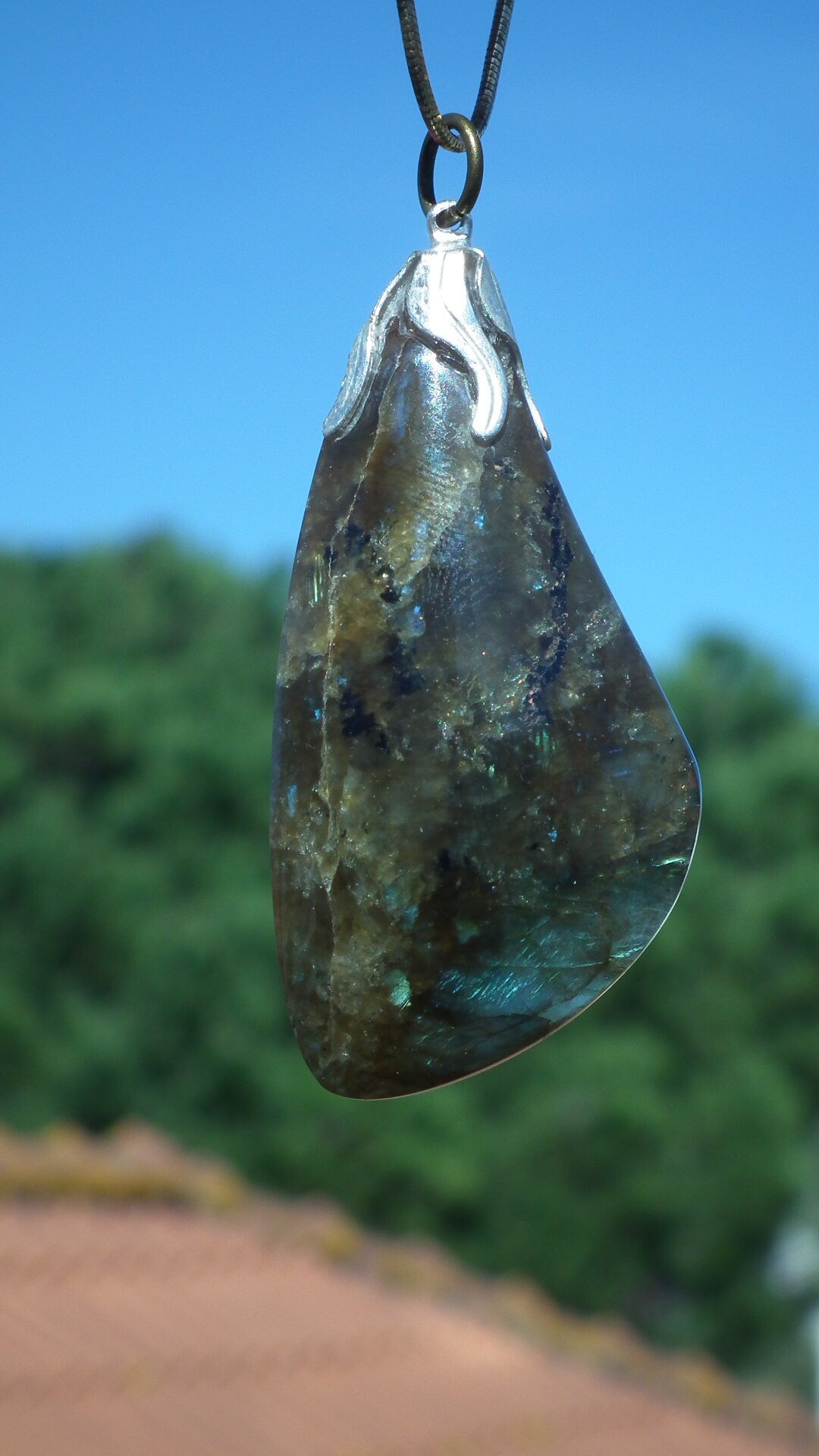 Labradorite necklace with silver plated bail